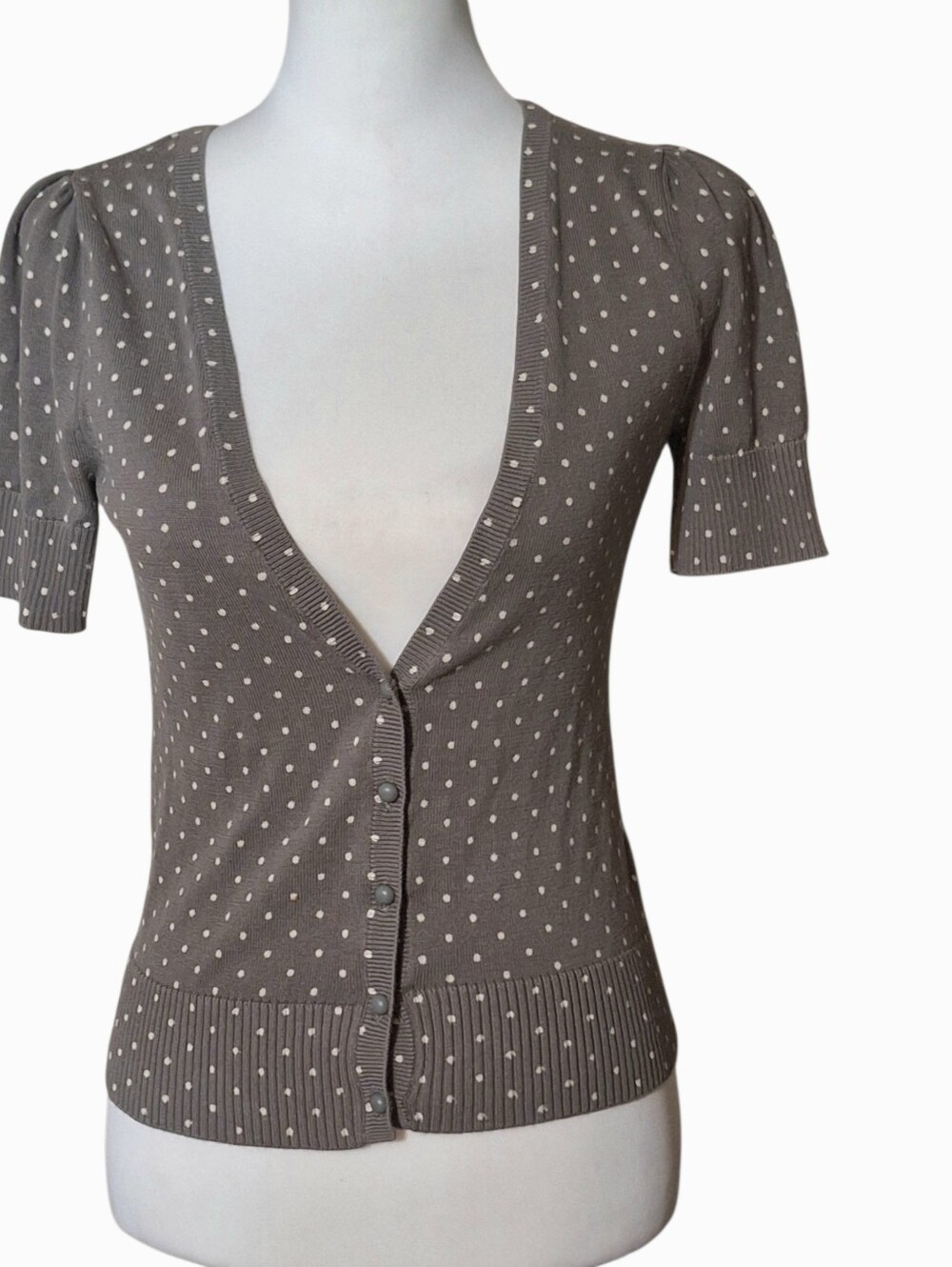Old Navy Womens Small Polka Dot 90s Y2K Preppy Cardigan Fitted Career Corp Work